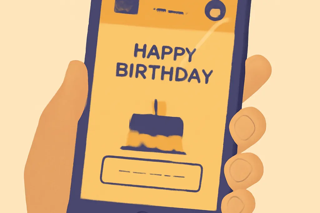 Exemple d'email d'anniversaire personnalisé affiché sur un smartphone