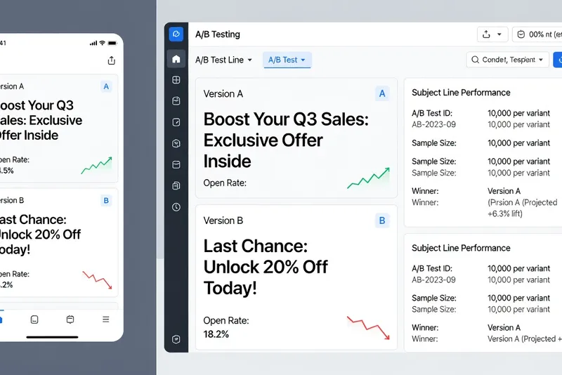 Test A/B d'objets d'emails sur smartphone et desktop en comparaison